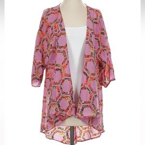 LuLaRoe Semi Sheer Lightweight Lindsay Cardigan Floral Dusty Pink Rose Size S